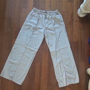 Zara Women's Cream Casual Joggers With Maroon Stitching